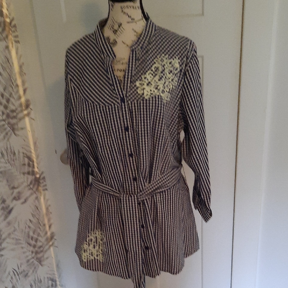 Striped Blue and Cream Women's Top/blouse